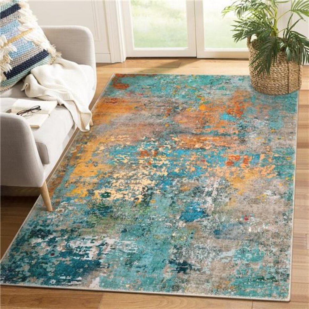 Modern Abstract Area Rugs 5x7, Large Washable Rugs for Living Room - Picture 7 of 8